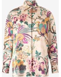 Roberto Cavalli - Silk Shirt With Oriental Bird Print - Lyst