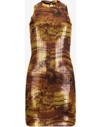 Roberto Cavalli - Tiger Eye Print Dress Mini - Lyst