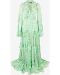 Roberto Cavalli - Jaguar Mint Print Silk Dress - Lyst