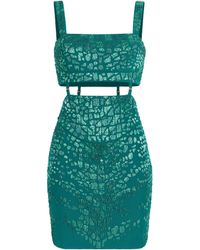 Roberto Cavalli - Leopard Bead-Embellished Mini Dress - Lyst