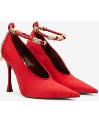 Roberto Cavalli - Pumps With Jacquard Pattern And Jewel Strap - Lyst