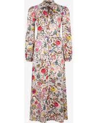 Roberto Cavalli - Long Silk Dress With Florentine Flowers Print - Lyst