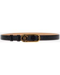 Roberto Cavalli - Leather Belt With Monogram Mirror Snake - Lyst