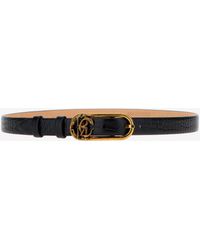 Roberto Cavalli - Leather Belt With Monogram Mirror Snake - Lyst