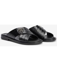 Roberto Cavalli - Crocodile-Effect Leather Sandals - Lyst