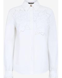 Roberto Cavalli - Shirt With Perforated Rose Motif - Lyst