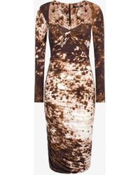Roberto Cavalli - Appaloosa Printed Ruched Midi Dress - Lyst