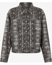 Roberto Cavalli - Denim-Jacke Mit Python-Print - Lyst