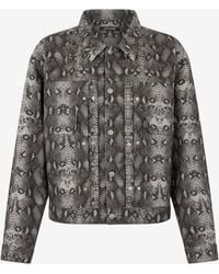 Roberto Cavalli - Python Print Denim Jacket - Lyst