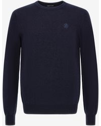 Roberto Cavalli - Wool Sweater With Monogram Mirror Snake - Lyst
