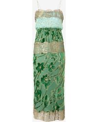 Roberto Cavalli - Vestido Largo De Seda Con Adornos - Lyst