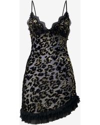 Roberto Cavalli - Silk Mini Dress With Ruches - Lyst