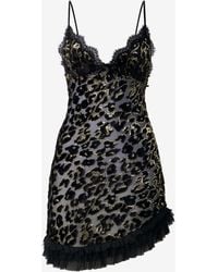 Roberto Cavalli - Silk Mini Dress With Ruches - Lyst