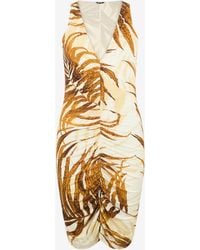 Roberto Cavalli - Golden Palm Print Mini Dress - Lyst