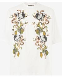 Roberto Cavalli - T-Shirt Mit Print Rosen Und Schlangen - Lyst