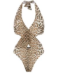 Roberto Cavalli - Leopard-print Cut-out Swimsuit - Lyst