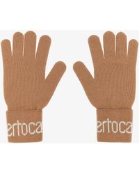 Roberto Cavalli - Wool Blend Gloves With Logo - Lyst