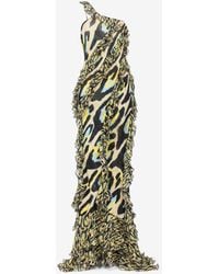 Roberto Cavalli - Animal-Print One-Shoulder Ruffled Dress - Lyst