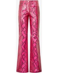 Roberto Cavalli - Shiny Python-Print Pants - Lyst