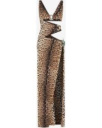 Roberto Cavalli - Leopard-Print Cut-Out Maxi Dress - Lyst