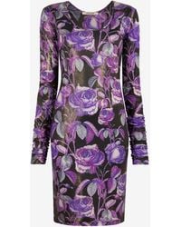 Roberto Cavalli - Midikleid Mit Blumen-Print - Lyst