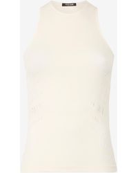 Roberto Cavalli - Tank Top With Perforated Zebra Pattern - Lyst