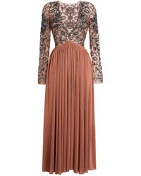Roberto Cavalli - Long V-neck Sequin Embroidered Dress - Lyst