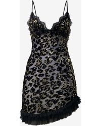 Roberto Cavalli - Silk Mini Dress With Ruches - Lyst