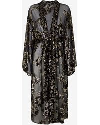 Roberto Cavalli - See-Through Robe With Floral Pattern - Lyst