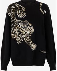 Roberto Cavalli - Pull En Laine À Motif Tigre - Lyst