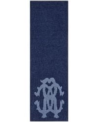 Roberto Cavalli - Cotton And Wool Blend Scarf With Rc Monogram - Lyst