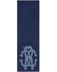 Roberto Cavalli - Écharpe En Mélange De Coton Et De Laine Avec Monogramme Rc - Lyst