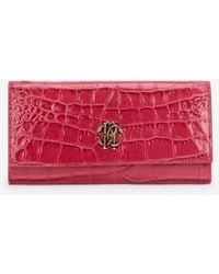 Roberto Cavalli - Crocodile-Effect Flap Wallet - Lyst