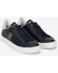 Roberto Cavalli - Leather Sneakers With Logo Detail - Lyst