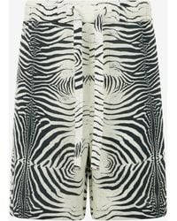 Roberto Cavalli - Linen Bermuda Shorts With Mini Zebra Print - Lyst