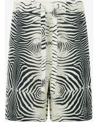 Roberto Cavalli - Linen Bermuda Shorts With Mini Zebra Print - Lyst