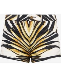 Roberto Cavalli - Ray Of Print Denim Shorts - Lyst