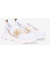 Roberto Cavalli - Running Shoes Blancas Con Monogram Rc Dorado - Lyst