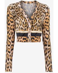 Roberto Cavalli - Leopard-print Cropped Cardigan - Lyst
