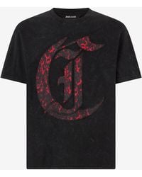 Roberto Cavalli - T-Shirt With Jc Monogram Patch - Lyst