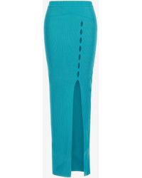 Roberto Cavalli - Ribbed Long Skirt With Cut-Out - Lyst
