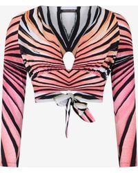 Roberto Cavalli - Ray Of Paradise Print Crop Top - Lyst