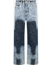 Roberto Cavalli - Straight Wide Leg Trousers Washed Denim - Lyst