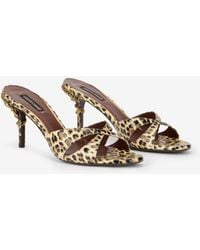 Roberto Cavalli - Leather Sandals With Leopard Print - Lyst