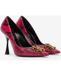 Roberto Cavalli - Pumps With Python Print And Mirror Snake Monogram - Lyst