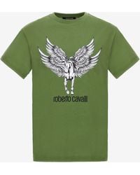 Roberto Cavalli - T-Shirt Con Logo E Stampa Cavallo - Lyst