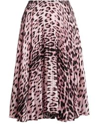 Roberto Cavalli Heritage Jaguar Print Pleated Skirt - Pink