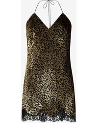 Roberto Cavalli - Robe Nuisette En Soie À Imprimé Macro Leopard - Lyst