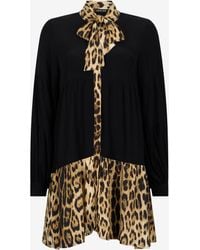 Roberto Cavalli - Leopard Print Dress Mini - Lyst