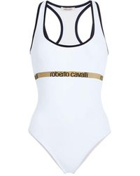 Roberto Cavalli Badeanzug mit racerback und logo - Weiß